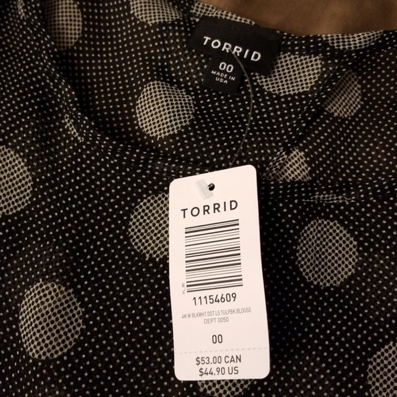 TORRID💋 Dot Print Chiffon Tulip Back Sheer Blouse - Picture 5 of 7